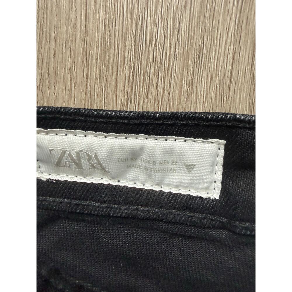Zara High Rise Crop Flare Women's Jeans, Black, Size 0, Raw Hem, NWT - Picture 4 of 6